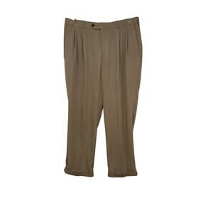 Stafford Essentials Pants Mens 36x32 Beige Pleated Classic Year Round Trouser